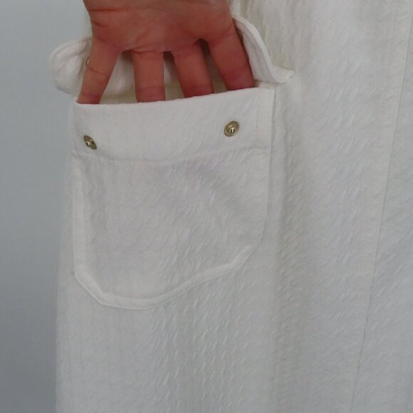 Tommy Hilfiger Women 14 White Houndstooth Sleeveless Sheath Dress Pockets Silver - Picture 5 of 13